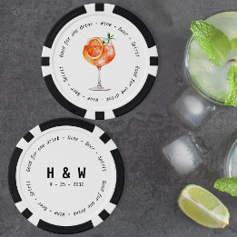Modern Black White Aperol Drink Voucher Bröllop Poker Marker
