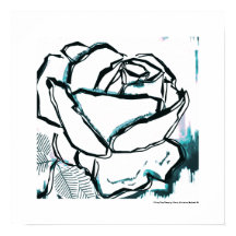 Modern Black White Aqua Ro - Pop Art Flower