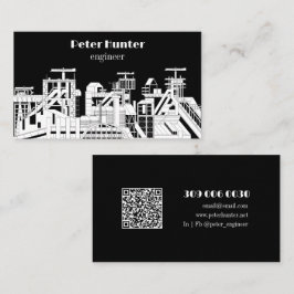 Modern Black & White Architectural Engineer Visitkort