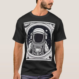 Modern Black & White Astronaut Manar Basic T-Shirt