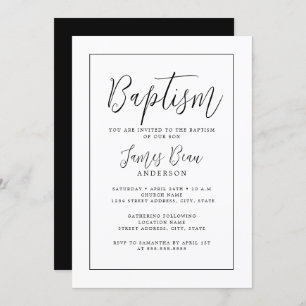 Modern Black White Baptism Inbjudningar