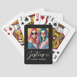 Modern Black White Bestie 2 Photo Personlig Casinokort
