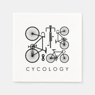 Modern Black & White Bicycle Mönster Pappersservett