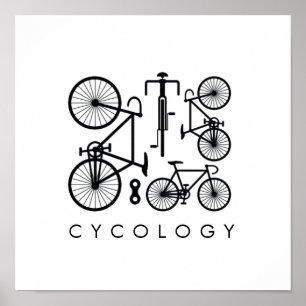Modern Black & White Bicycle Mönster Poster