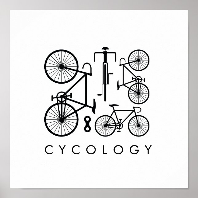 Modern Black & White Bicycle Mönster Poster (Framsidan)