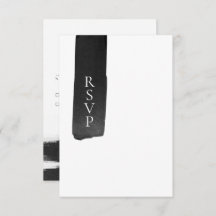 Modern Black + White Bläck Bröllop OSA Card