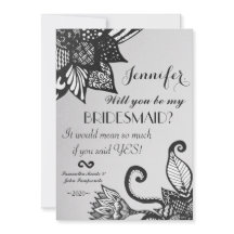 Modern Black & White Blommigt Tangle Teckning Möns