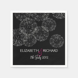 Modern Black White Boho Chic Daisy Wedding Pappersservett
