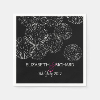 Modern Black White Boho Chic Daisy Wedding Pappersservett