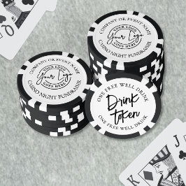 Modern Black White Bröllop Drink Poker Marker