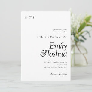 Modern Black & White Bröllop Inbjudningar