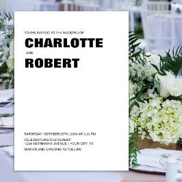 Modern Black White Bröllop Inbjudningar