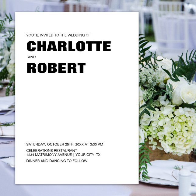 Modern Black White Bröllop Inbjudningar (Skapare uppladdad)