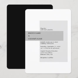 Modern Black & White Bröllop Inbjudningar