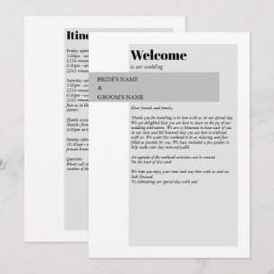 Modern Black & White Bröllop Itinerary Program