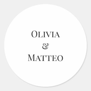 Modern Black White Bröllop Monogram Stickers Runt Klistermärke