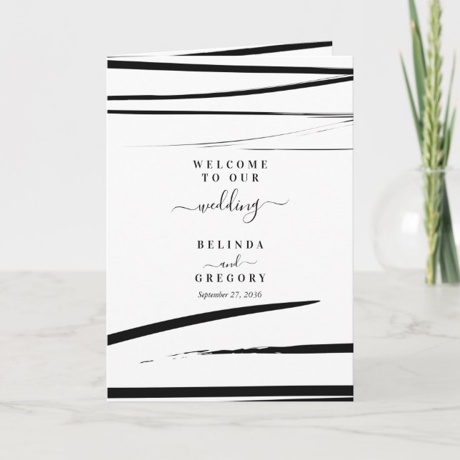 Modern Black White Bröllop serviceorder Program (Framsida)