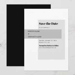Modern Black & White Bröllop Spara Datumet