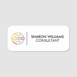 Modern Black White Business Logo Employee Magnetic Namnbricka