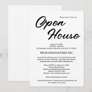 Modern Black & White Business Open House Inbjudningar