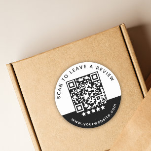 Modern Black White Business QR-kod 5 - stjärnornas Runt Klistermärke