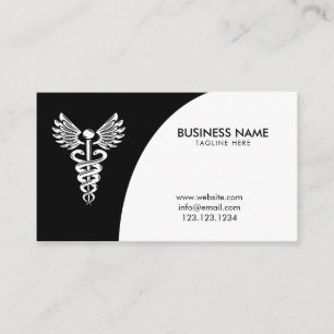 Modern Black & White Caduceus Pharmaceutical Visitkort