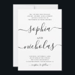 Modern Black & White Calligraphy Bröllop - Elegant Inbjudningar<br><div class="desc">Meddela din speciella dag med den här moderna svartvita bröllopsinbjudan med elegantens kalligrafi och en minimalistisk design. Den klassiska monokroma paletten och den rena typografin gör det till ett tidlöst val för contemporary bröllop. Den här designen finns också tillgänglig som en digital nedladdning som ger flexibilitet för miljömedvetet par eller...</div>