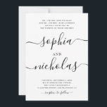 Modern Black & White Calligraphy Bröllop - Elegant Inbjudningar<br><div class="desc">Meddela din speciella dag med den här moderna svartvita bröllopsinbjudan med elegantens kalligrafi och en minimalistisk design. Den klassiska monokroma paletten och den rena typografin gör det till ett tidlöst val för contemporary bröllop. Den här designen finns också tillgänglig som en digital nedladdning som ger flexibilitet för miljömedvetet par eller...</div>