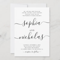 Modern Black & White Calligraphy Bröllop - Elegant