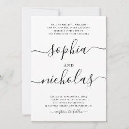 Modern Black & White Calligraphy Bröllop - Elegant Inbjudningar
