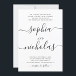 Modern Black & White Calligraphy Bröllop - Elegant Inbjudningar<br><div class="desc">Meddela din speciella dag med den här moderna svartvita bröllopsinbjudan med elegantens kalligrafi och en minimalistisk design. Den klassiska monokroma paletten och den rena typografin gör det till ett tidlöst val för contemporary bröllop. Den här designen finns också tillgänglig som en digital nedladdning som ger flexibilitet för miljömedvetet par eller...</div>