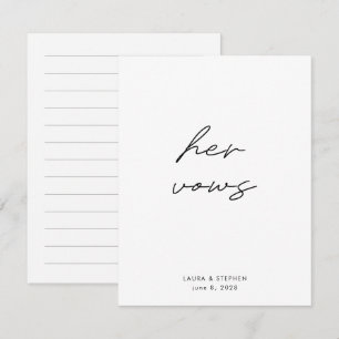 Modern Black White Calligraphy Bröllop her Vows