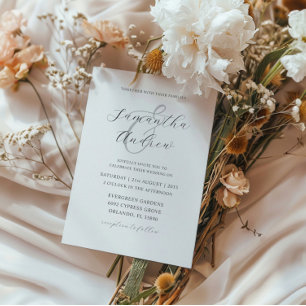 Modern Black & White Calligraphy Bröllop Inbjudningar
