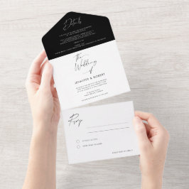 Modern Black White Calligraphy Script Bröllop