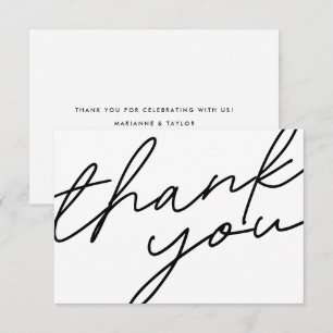 Modern Black White Calligraphy Script Bröllop Tack Kort