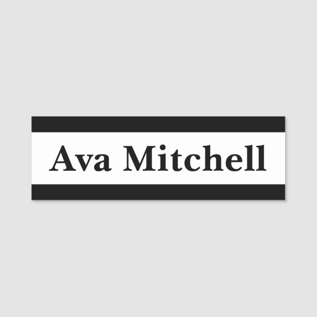 Modern Black & White Classic Name Tag Namnbricka (Framsida)