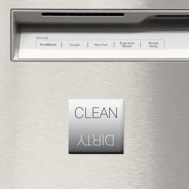 Modern Black & White Clean Dirty Dishwasher Magnet (In Situ (Dishwasher))