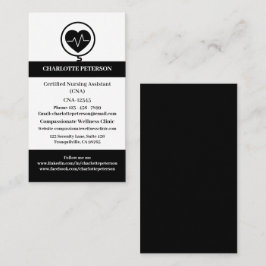 Modern Black & White CNA Nurse Visitkort