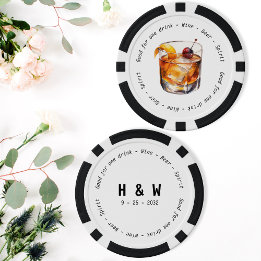 Modern Black White Cocktail Drink Voucher Bröllop Poker Marker