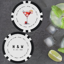 Modern Black White Cosmo Drink Voucher Bröllop Poker Marker