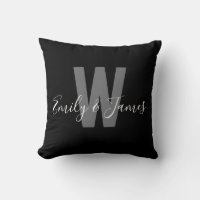 Modern Black White Couple Monogram
