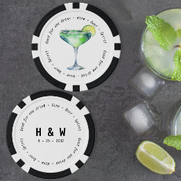 Modern Black White Daiquiri Drink Voucher Bröllop Poker Marker