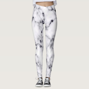 Modern Black White Designer Marble Mönster Leggings