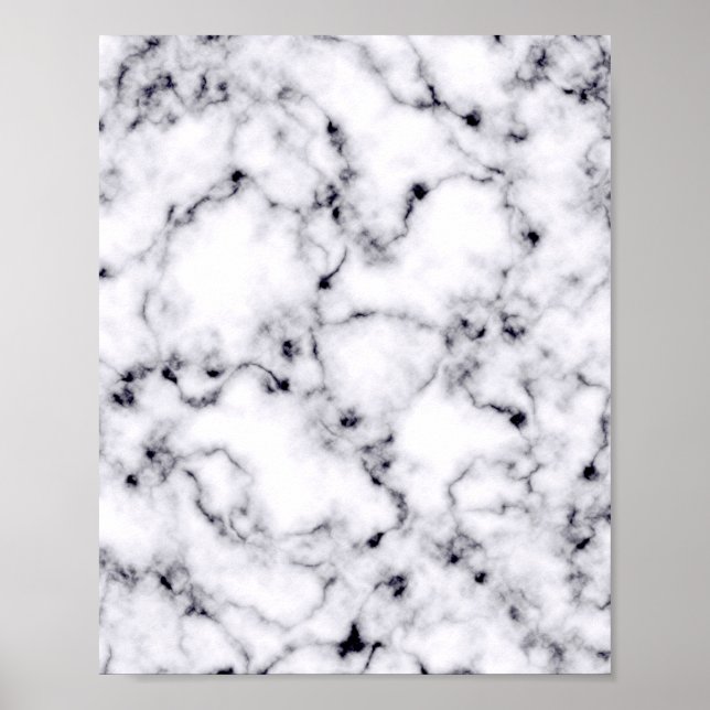 Modern Black White Designer Marble Mönster Poster (Framsidan)