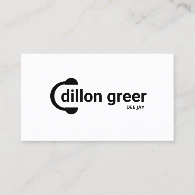 Modern Black White DJ-hörlurar Musik Visitkort (Framsida)