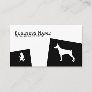 Modern Black & White Doberman Pet Hund Walking Visitkort