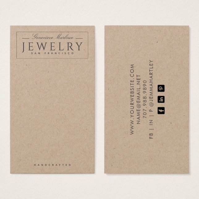 Modern Black White Earring Kraft Visning Cards Visitkort (Framsida & baksida)