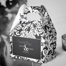 Modern Black White Elegant Blommigt Damask Wedding Presentaskar