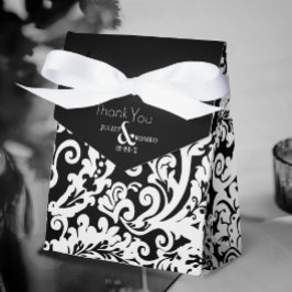 Modern Black White Elegant Blommigt Damask Wedding Presentaskar