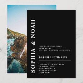 Modern Black & White Elegant bröllop Photo Inbjudningar